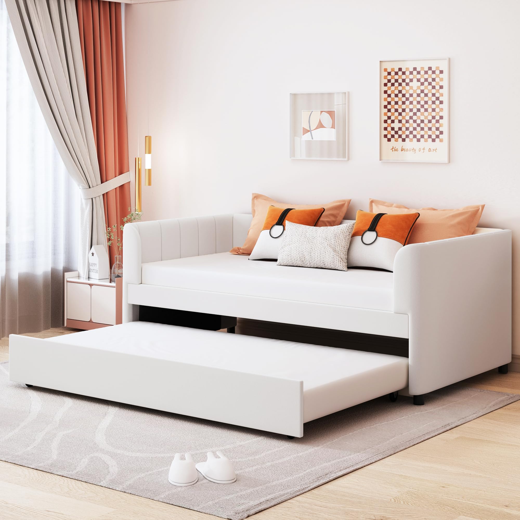 Amazon.com: Bellemave Twin Daybed with Trundle, Velvet Upholstered